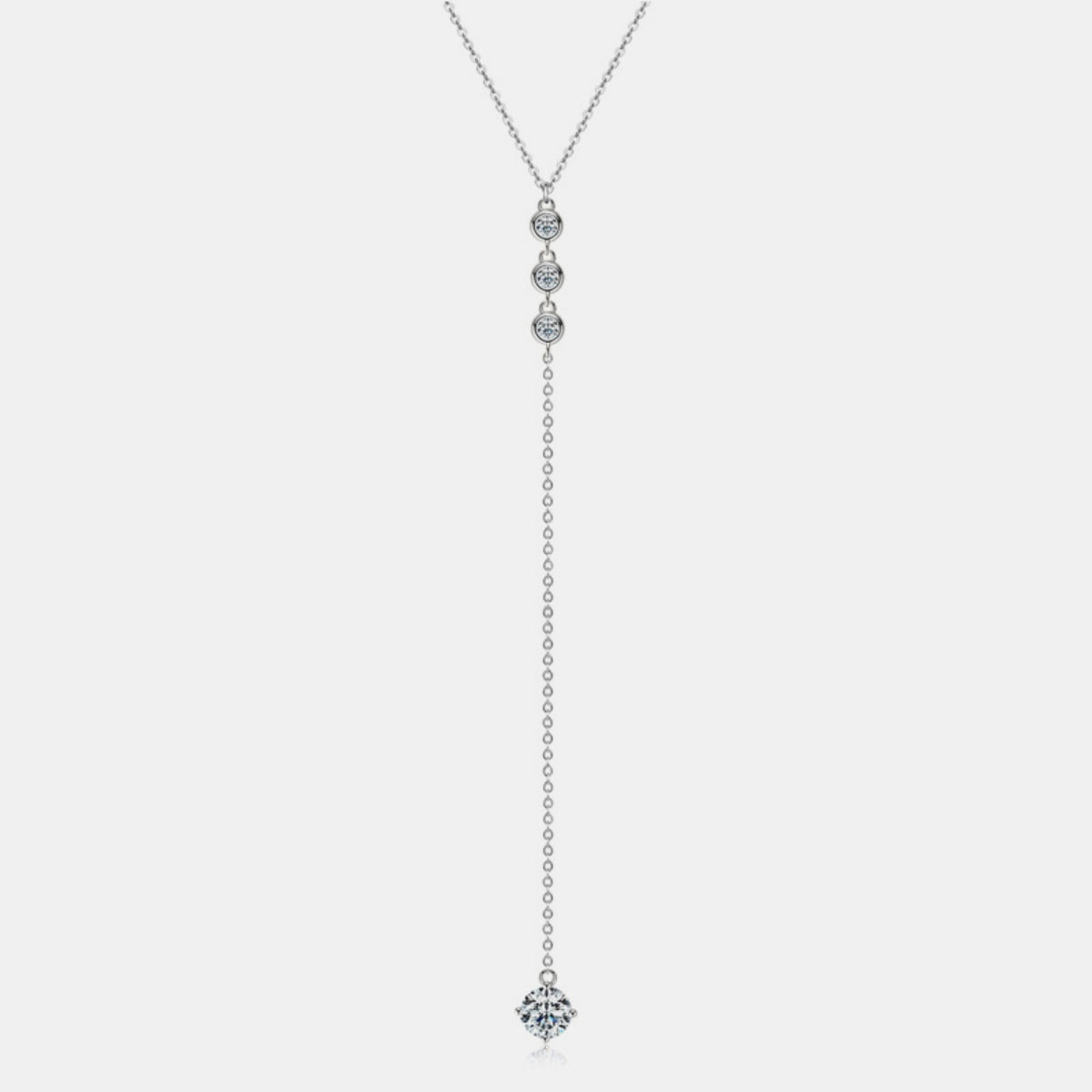 Charm & Dazzle Lariat 925 Sterling Silver Drop Necklace