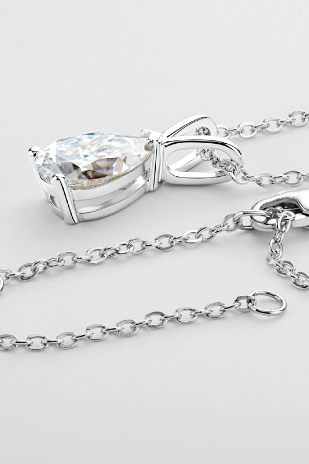 Teardrop Solitaire Moissanite Pendant 925 Sterling Silver Necklace