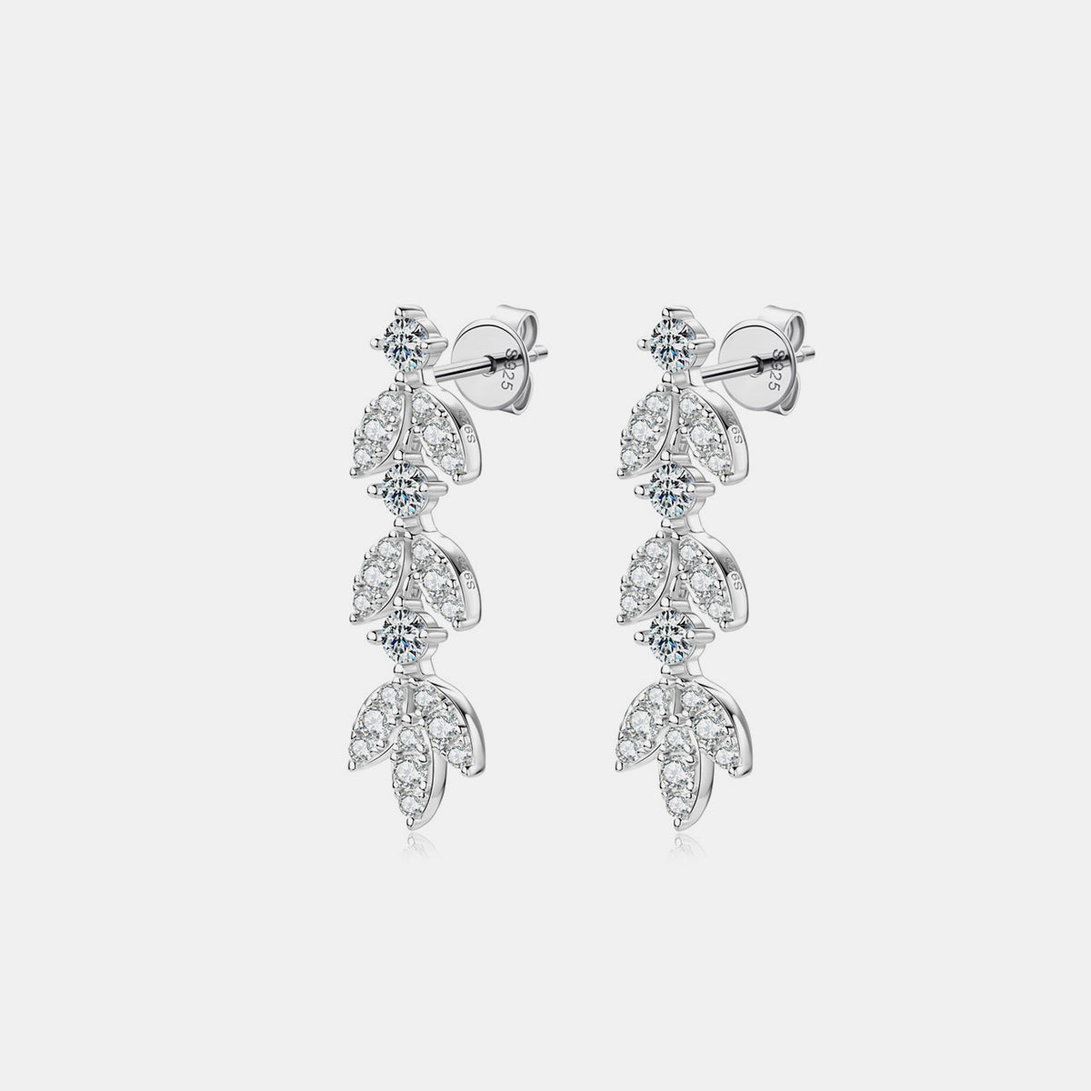 Leaflet Moissanite Earrings in 925 Sterling Silver