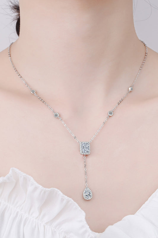 Lariat 3 Carat Moissanite Pendant Necklace in 925 Sterling Silver