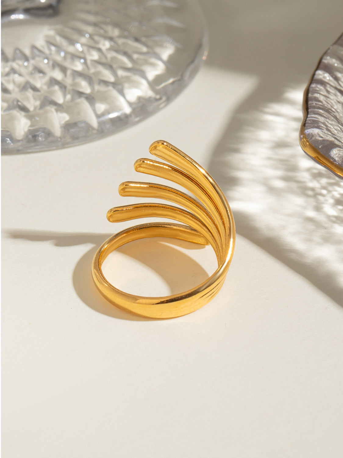 Accordion Accent Ring 18K Gold-Plated Stainless Steel
