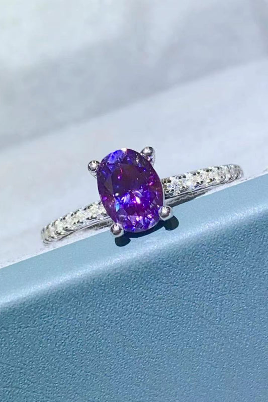 Purple Passion Platinum Moissanite Ring