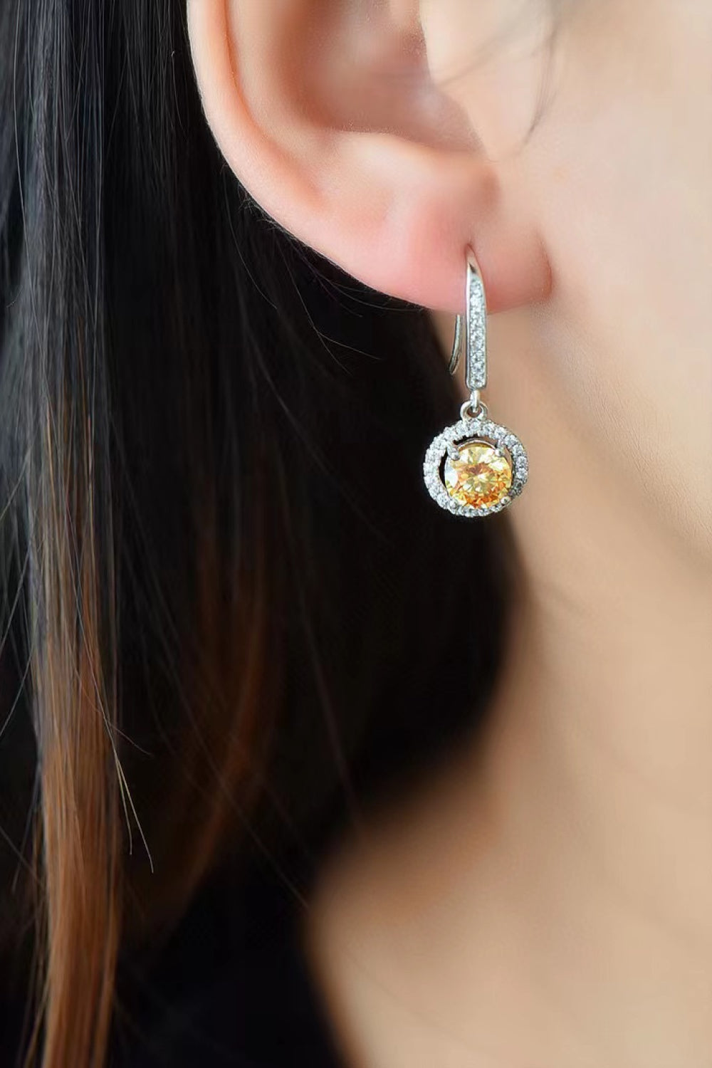 Lemondrop Platinum-Plated 2K Moissanite Earrings