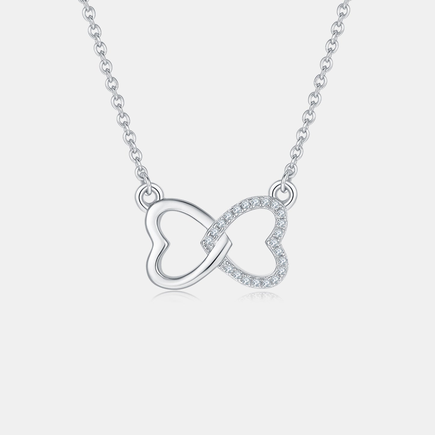 Heart Connection Necklace 925 Sterling Silver with Moissanite