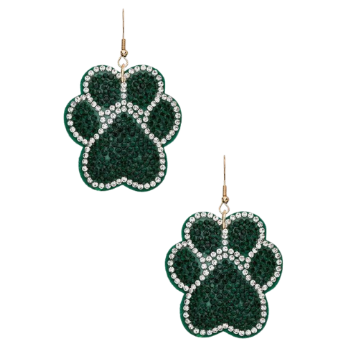 Paw Spirit Crystal Earrings Green