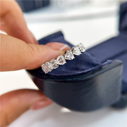 Eternal Heart Band with 2.1K Moissanite in 925 Sterling Silver