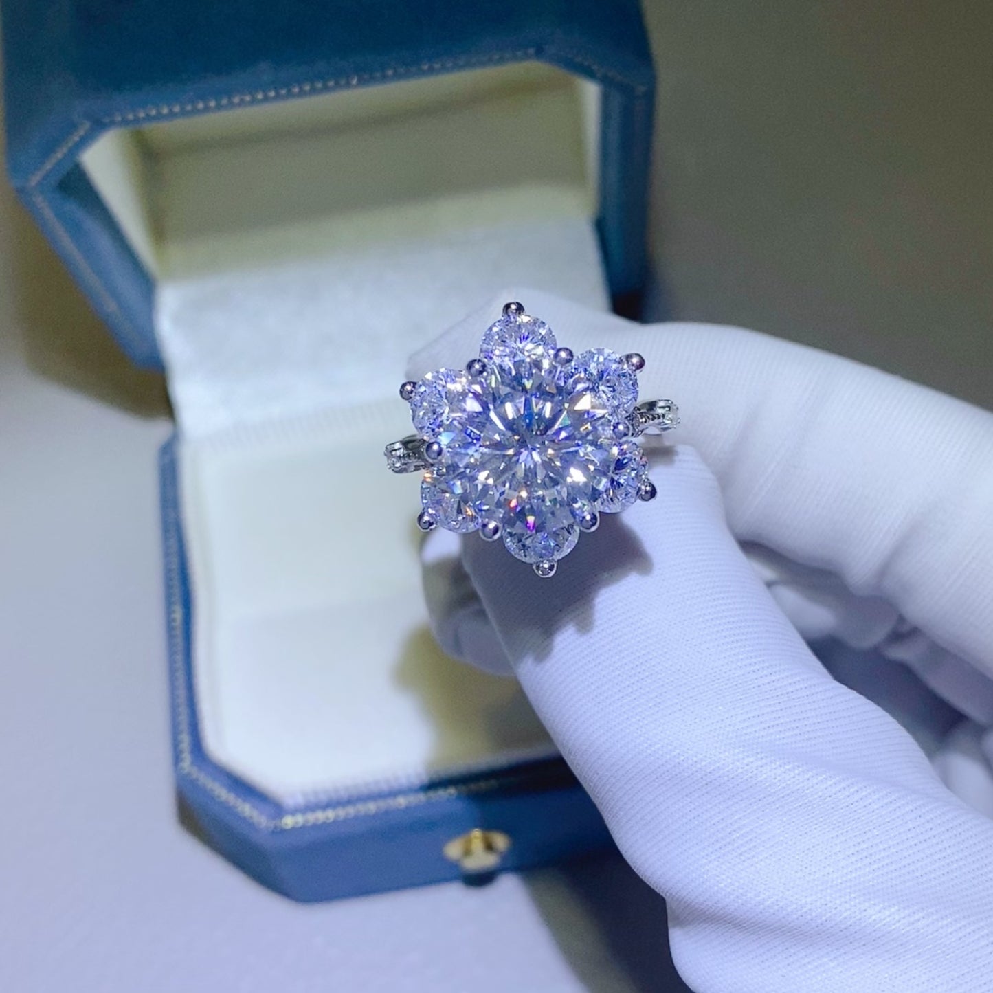 Aurora Splendor 5K Moissanite Ring in 925 Sterling Silver