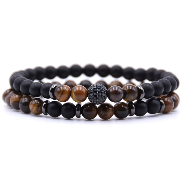 6mm Natural Stone Bracelet with Inlaid Zircon