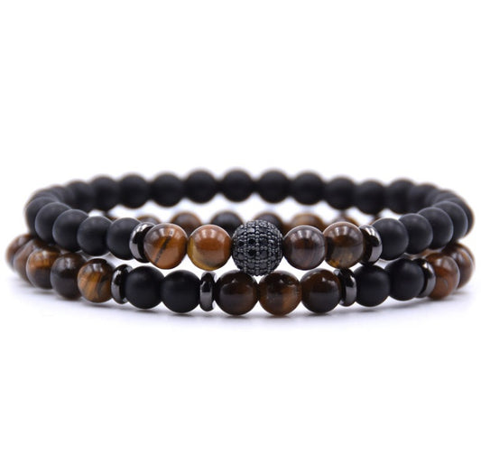 6mm Natural Stone Bracelet with Inlaid Zircon