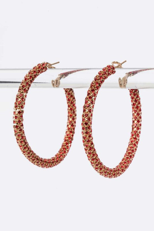 Riveting Rhinestone Hoop Earrings