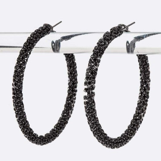 Riveting Rhinestone Hoop Earrings