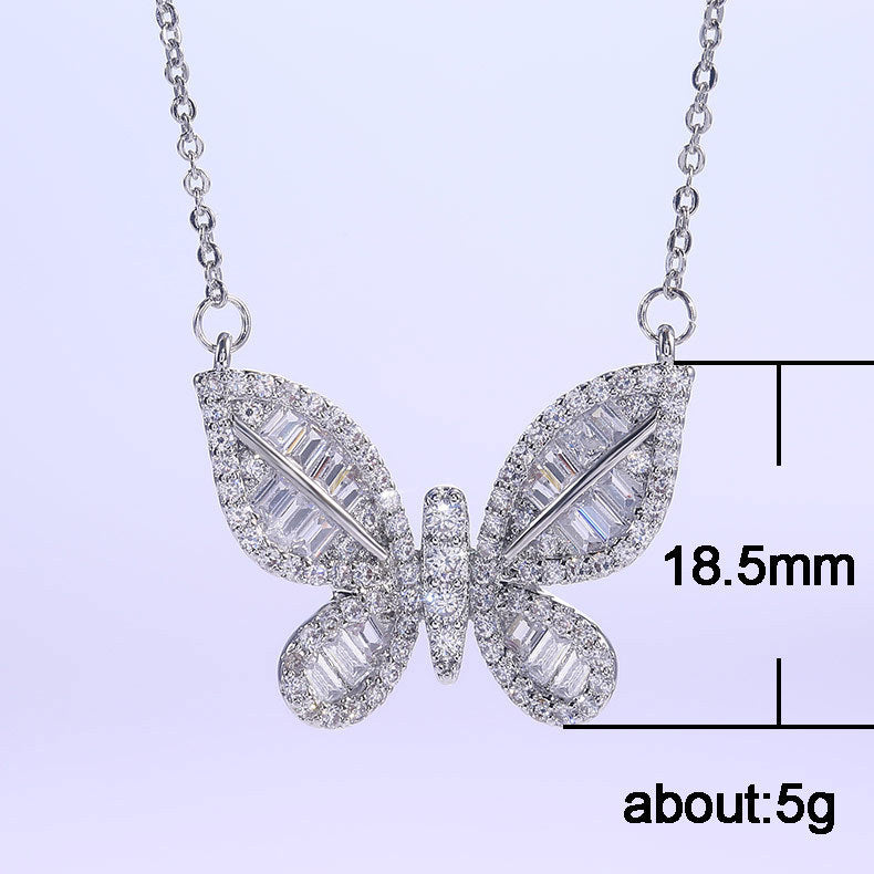 Twinkling Zircon Butterfly Necklace