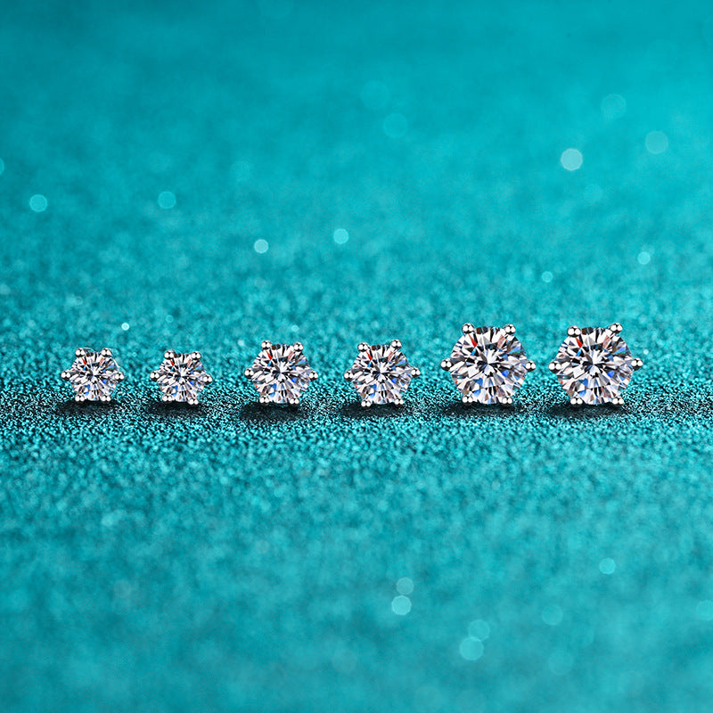 Classic Six-claw Stud Moissanite Earrings