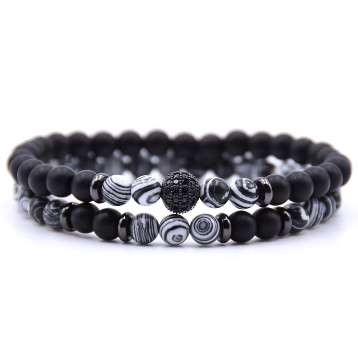 6mm Natural Stone Bracelet with Inlaid Zircon