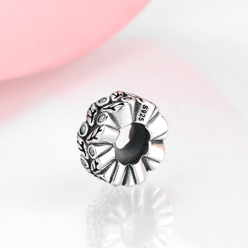 925 Sterling Silver Floral Spacer Beads with Crystals