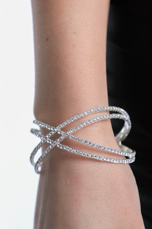 Crossover Rhinestone Bracelet