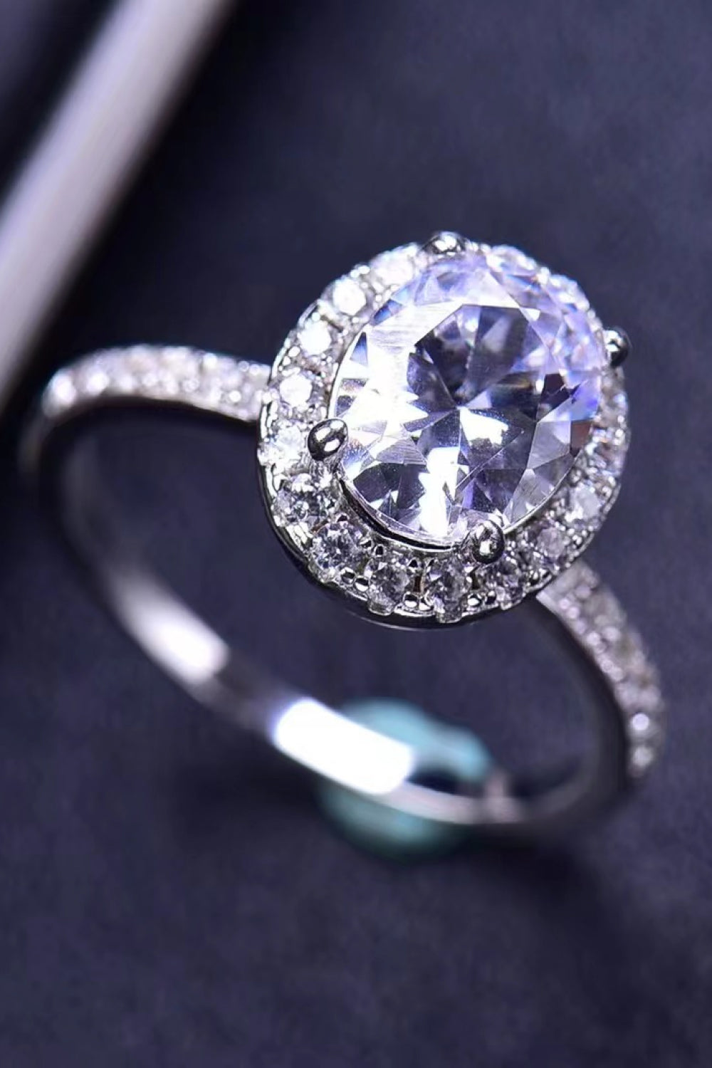 Oval Perfection Ring 2 Carat Moissanite Platinum-Plated