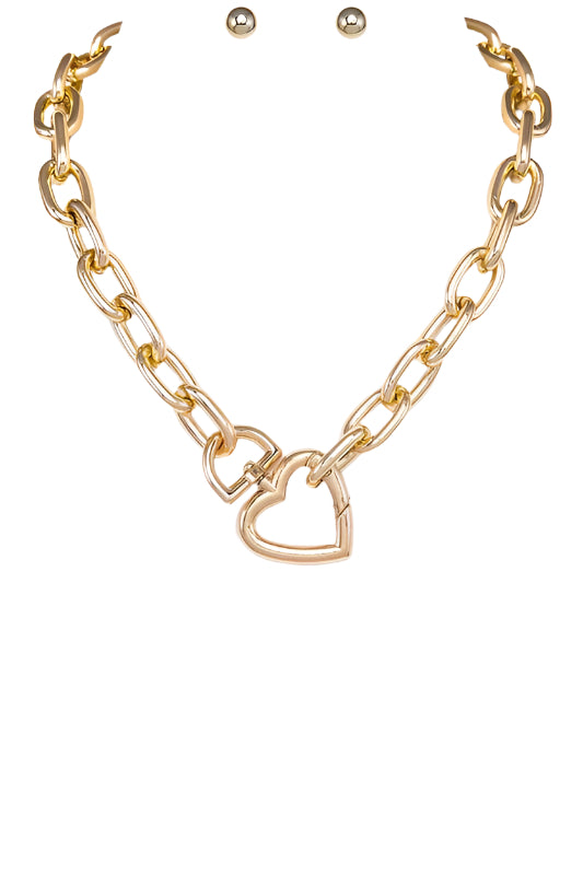 Chain-link Heart Necklace Set