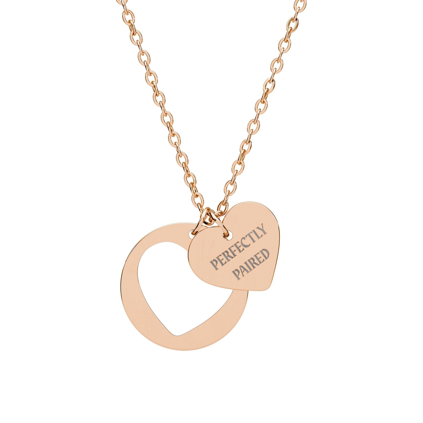 Perfectly Paired Engraved Double Heart Necklace