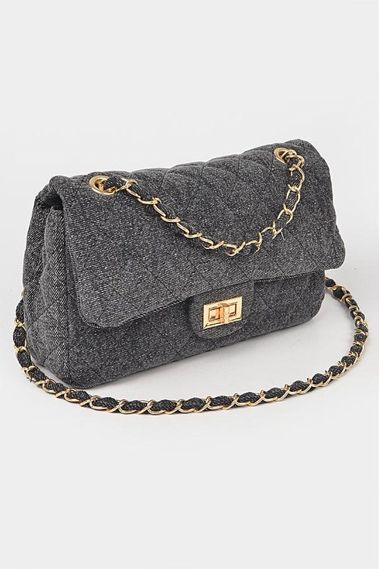 Quilted Denim Shoulder Bag