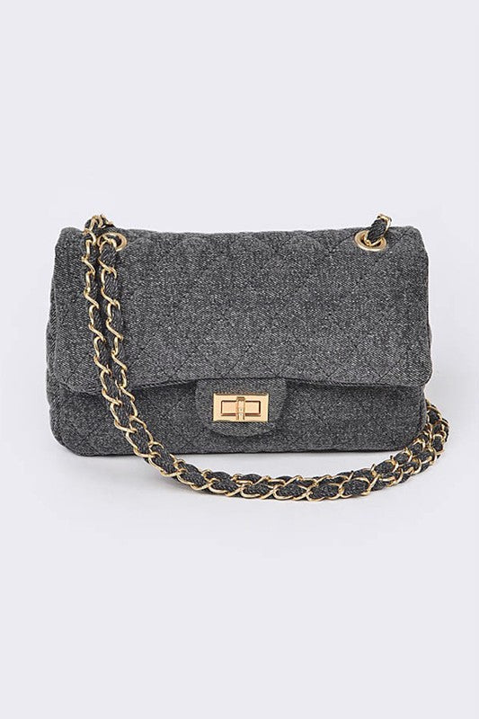 Quilted Denim Shoulder Bag