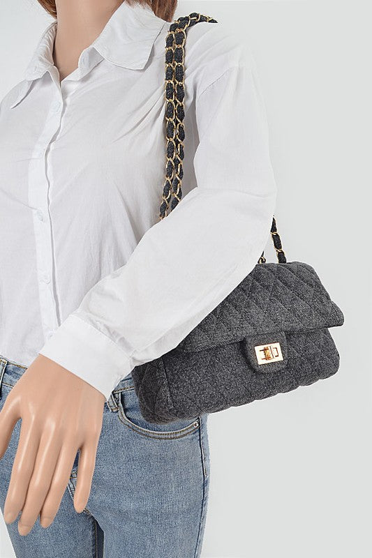 Quilted Denim Shoulder Bag
