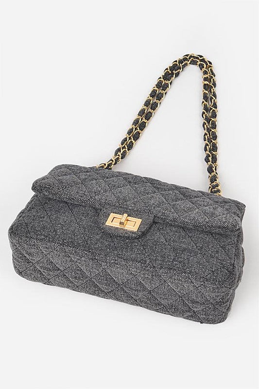 Quilted Denim Shoulder Bag
