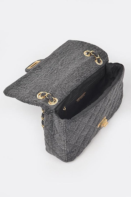 Quilted Denim Shoulder Bag