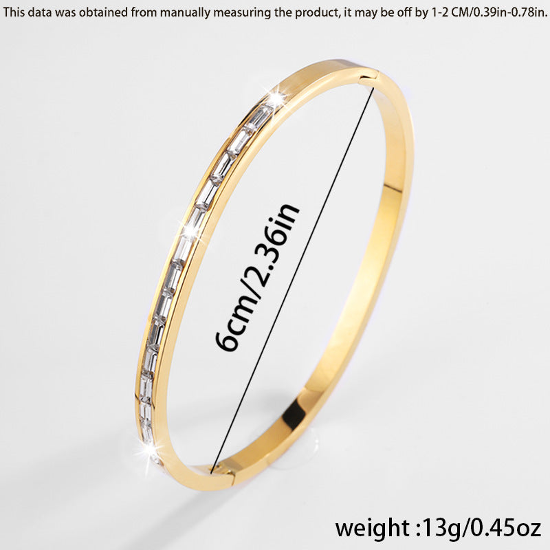 Charm & Dazzle Baguette Crystal Hinged Bangle Bracelet