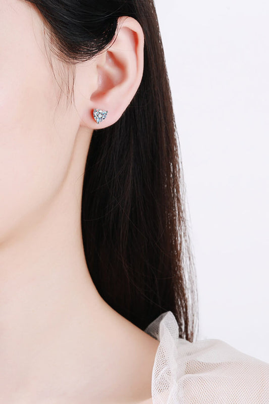 2 Carat Moissanite Heart Stud Earrings