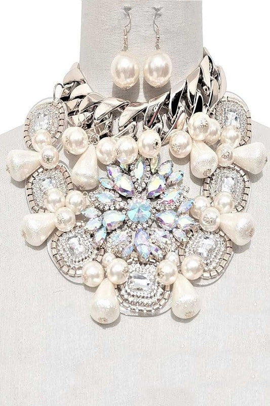 Bedazzle Fashion Statement Necklace & Earrings