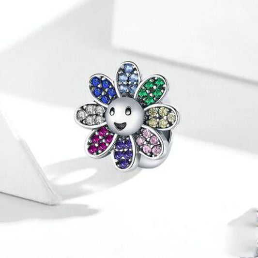 S925 Sterling Silver Happy Flower Bracelet Charm
