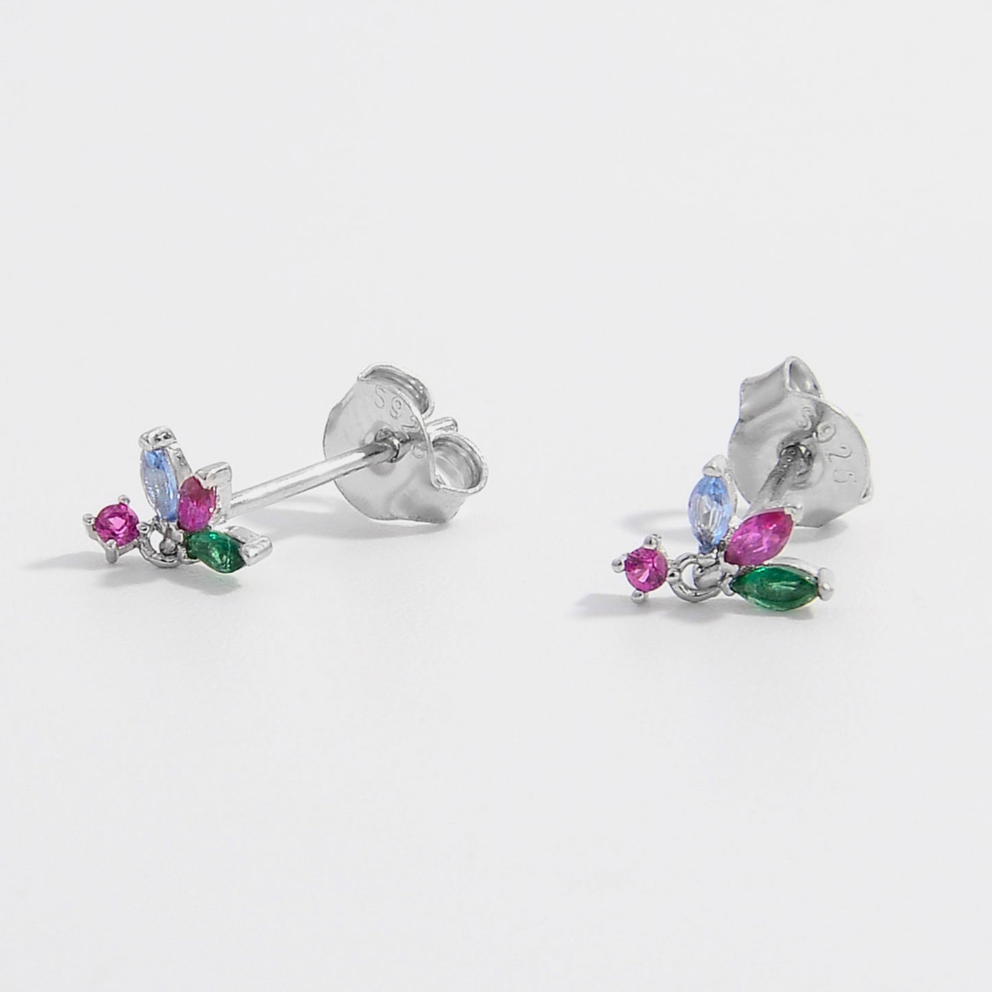 Inlaid Zircon S925 Geometric Stud Earrings