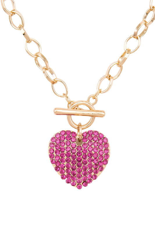 Charming Crystal Heart Toggle Necklace Set