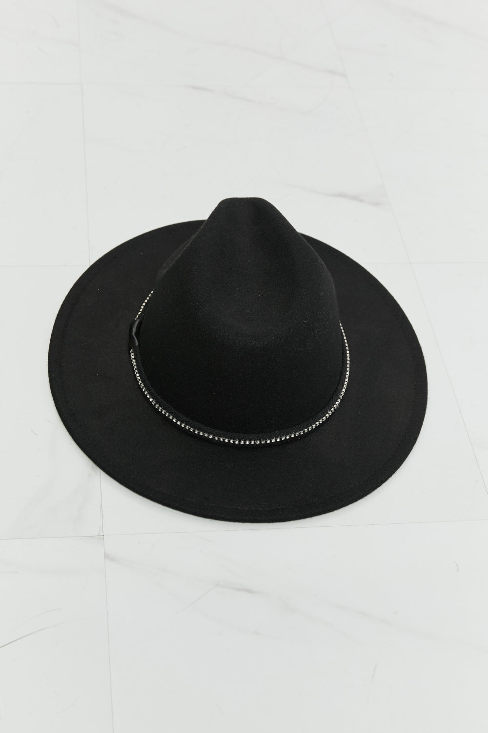 Ebony & Rhinestone Fedora Hat