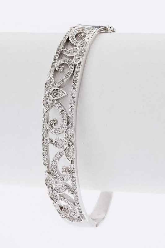 Sculpted Statement Crystal Hinge Bracelet