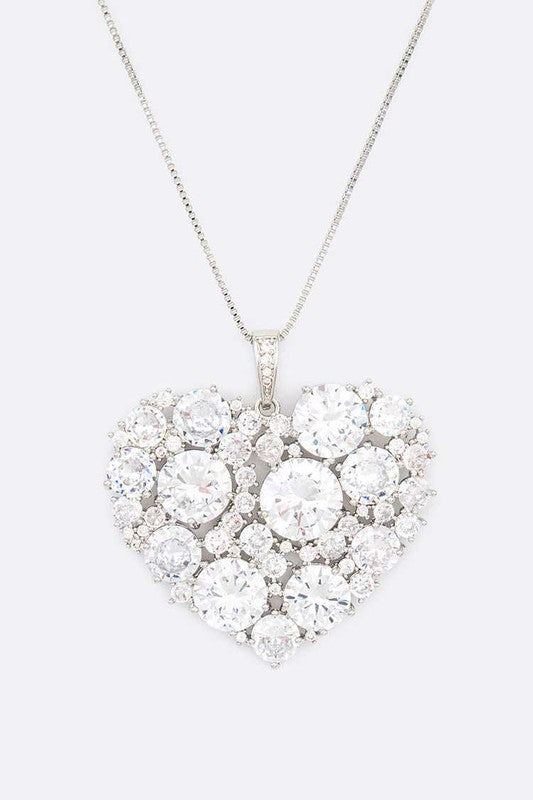 Luxe Heart Pendant Necklace with Cubic Zirconia