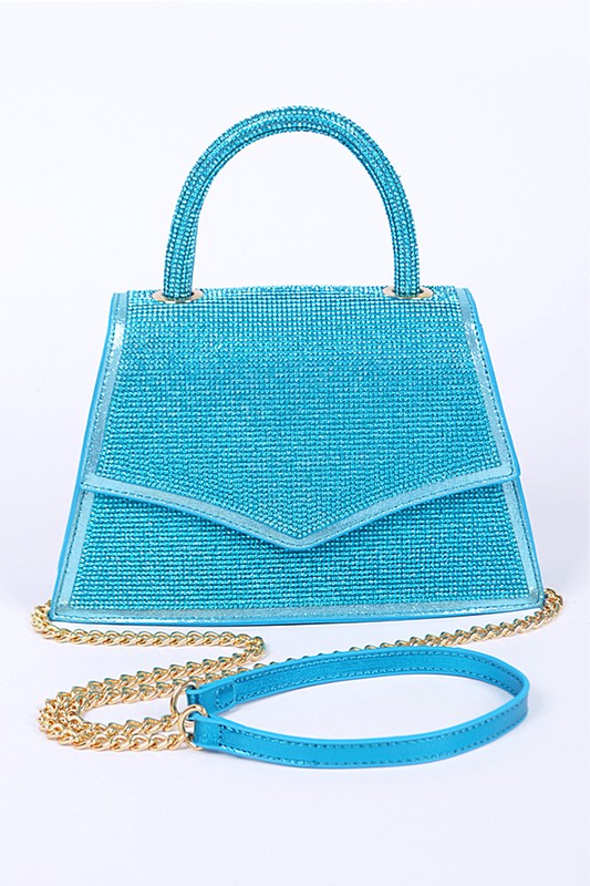 Shimmering Rhinestone Top Handle Clutch Bag