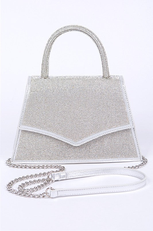 Shimmering Rhinestone Top Handle Clutch Bag