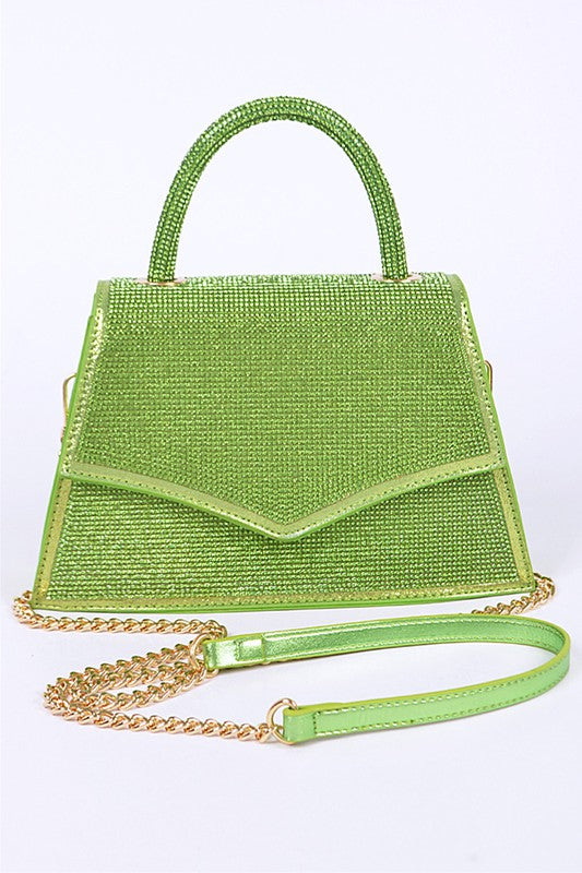 Shimmering Rhinestone Top Handle Clutch Bag