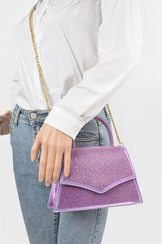 Shimmering Rhinestone Top Handle Clutch Bag