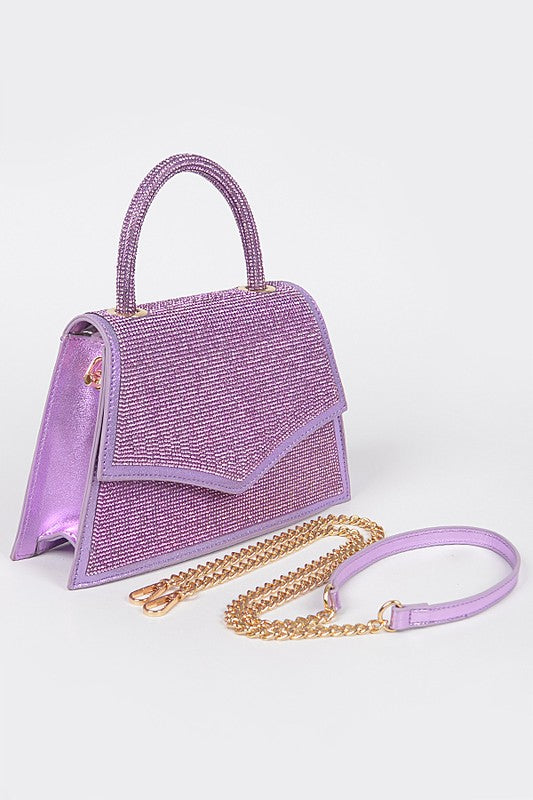 Shimmering Rhinestone Top Handle Clutch Bag