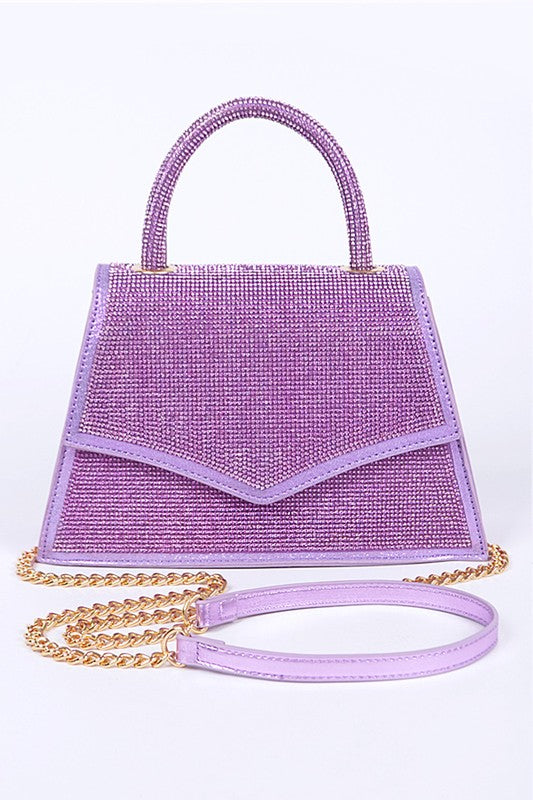 Shimmering Rhinestone Top Handle Clutch Bag