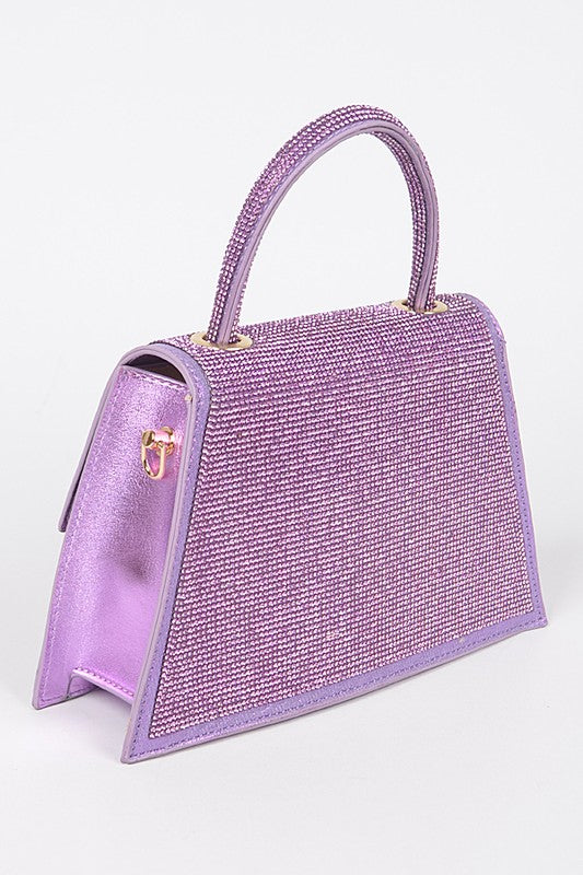 Shimmering Rhinestone Top Handle Clutch Bag