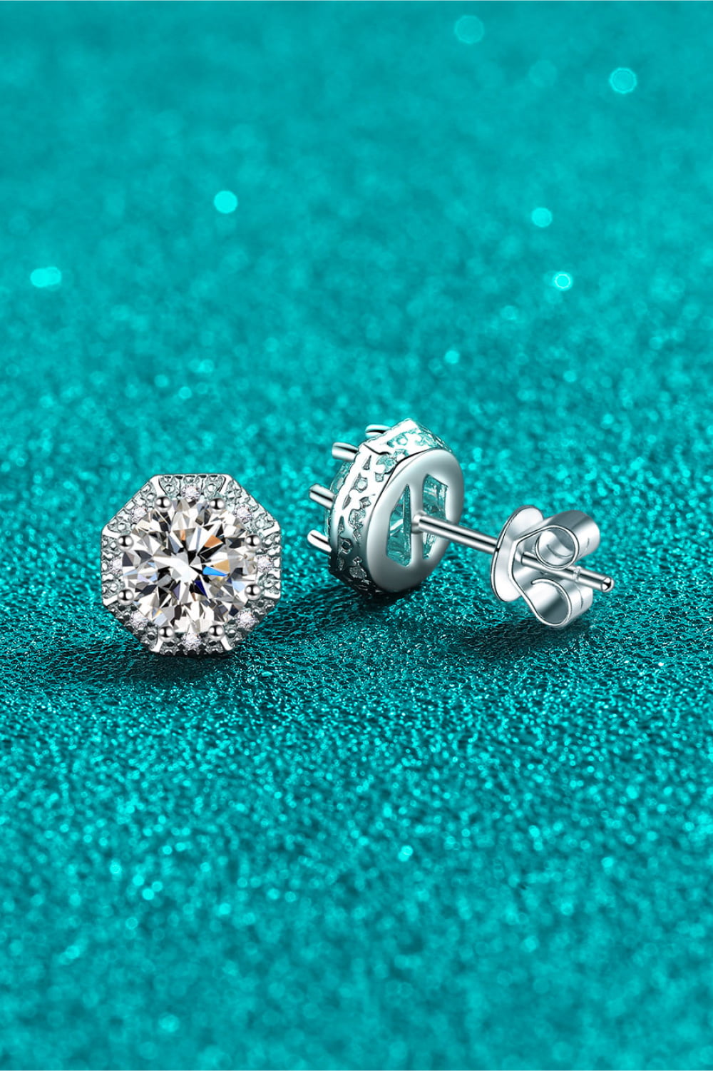 Moissanite Platinum Plated 925 Sterling Silver Stud Earrings