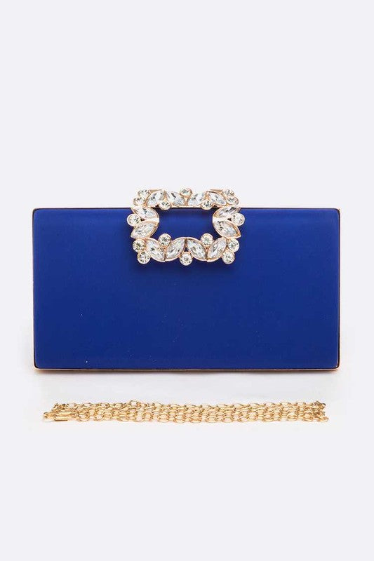 Empress Metallic Clutch with Crystal Buckle