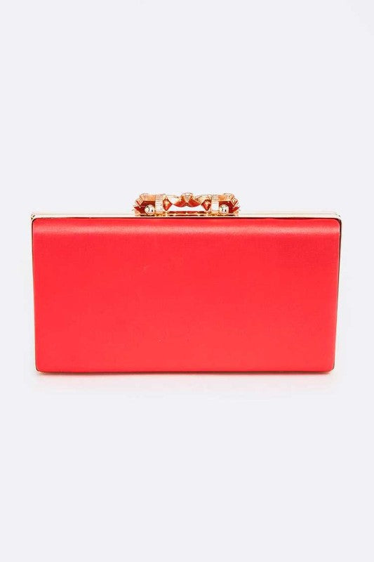 Empress Metallic Clutch with Crystal Buckle