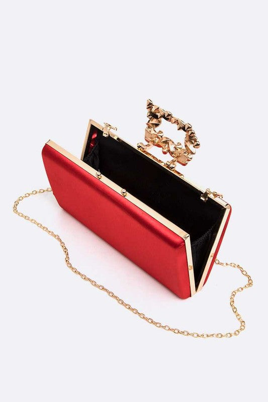 Empress Metallic Clutch with Crystal Buckle