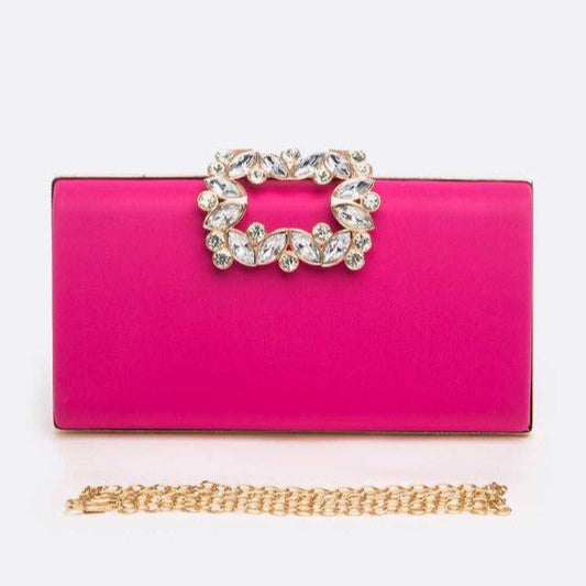 Empress Metallic Clutch with Crystal Buckle