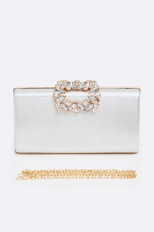 Empress Metallic Clutch with Crystal Buckle